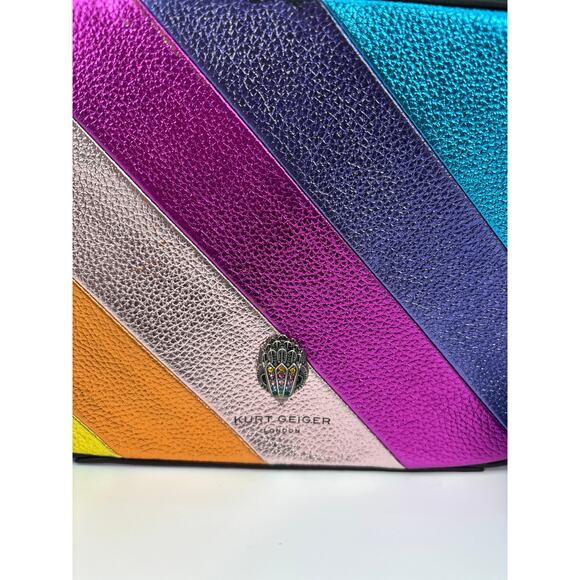 B37 Kurt Geiger Kensington Rainbow Crossbody Shoulder Camera Bag Pebble Leather - Picture 12 of 12